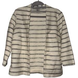 H&M Cream Striped Open Front Cardigan Small